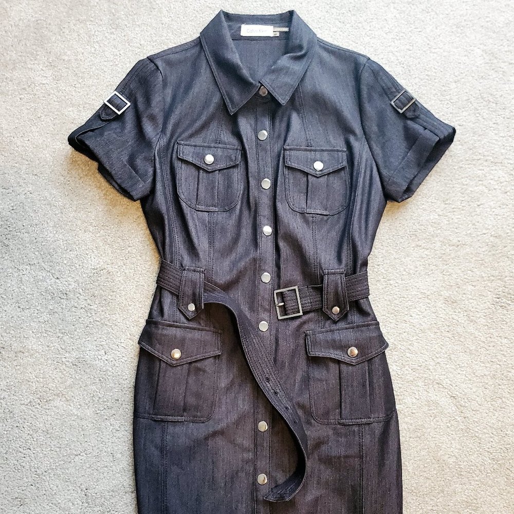 Calvin Klein Buttoned Down Dress - Stretchy Denim